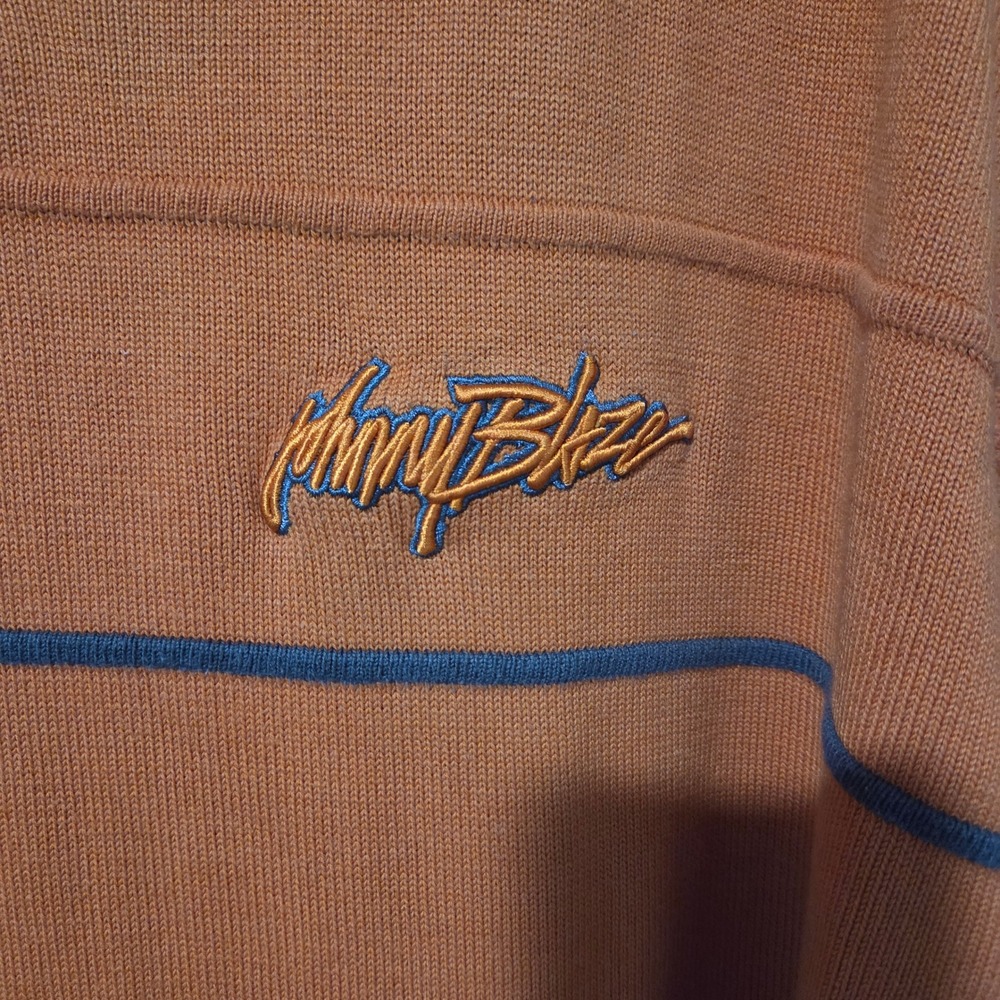 Johnny Blaze XXL Long Sleeve Polo Shirt Orange Gray Embroidered Logo Knit Top - Picture 4 of 9